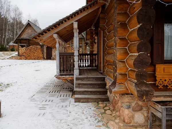 Antico Entroterra Bielorusso Elementi Villaggio Etnico Capanne Legno 2020 — Foto Stock