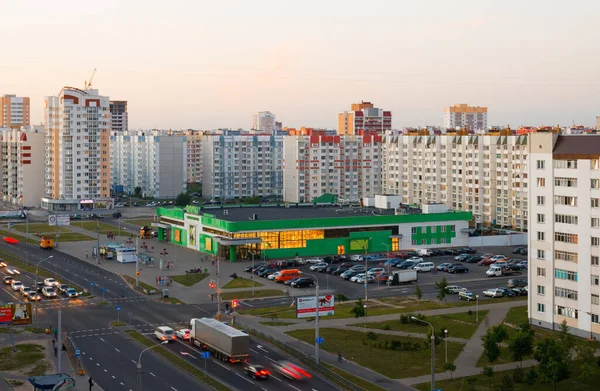 Gomel Belarus Junho 2015 Vista Área Dormir Telhado Prédio Alto — Fotografia de Stock