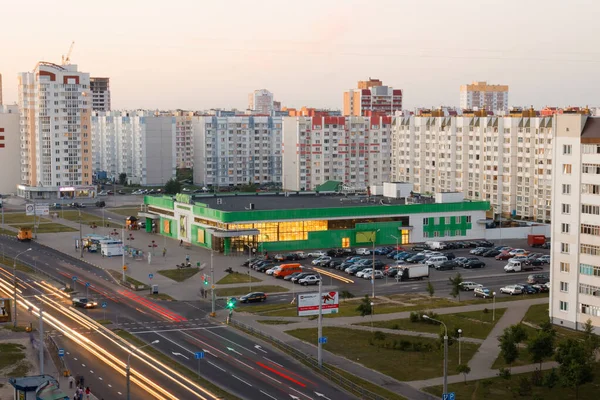 Gomel Belarus Junho 2015 Vista Área Dormir Telhado Prédio Alto — Fotografia de Stock