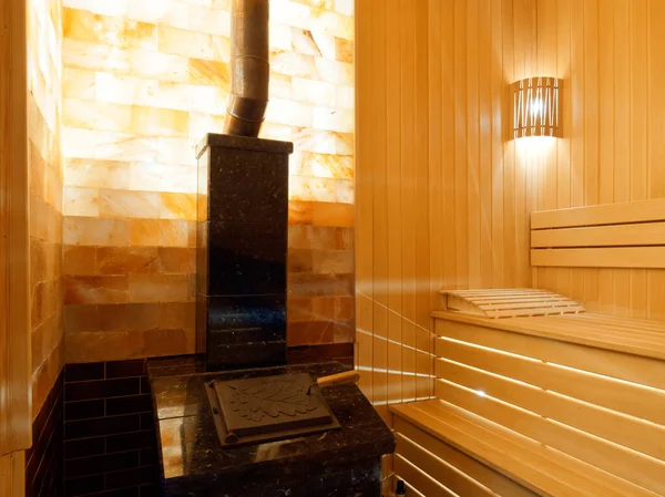 Sauna Madeira Sauna Interior Lenha Com Iluminação Led 2021 — Fotografia de Stock