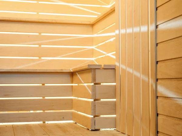 Sauna Madeira Sauna Interior Lenha Com Iluminação Led 2021 — Fotografia de Stock
