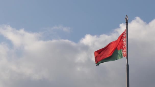 Gomel Belarus 2021年4月19日 2021年白俄罗斯标志在天空中飘扬 — 图库视频影像