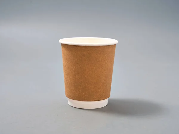 Disposable Paper Eco Friendly Coffee Tea Cup Gray Background 2021 — Stock Photo, Image