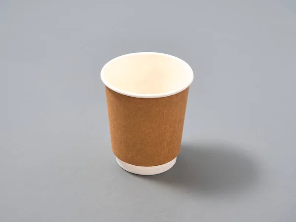 Disposable Paper Eco Friendly Coffee Tea Cup Gray Background 2021 — Stock Photo, Image