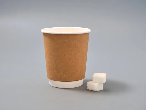 Wegwerppapier Eco Vriendelijke Koffiekopje Grijze Achtergrond 2021 — Stockfoto