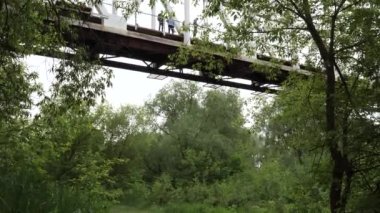 Bir adam 2021 köprüsünden tehlikeli bir bungee jumping yapıyor.