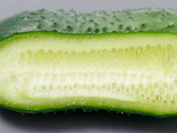 Landwirtschaftliche Produkte Grüne Stachelige Gurke Auf Grauem Hintergrund 2021 — Stockfoto