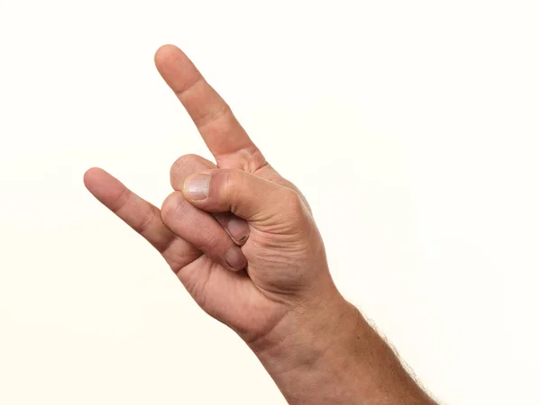 男性の手のジェスチャー数は白い背景に2021年 — ストック写真