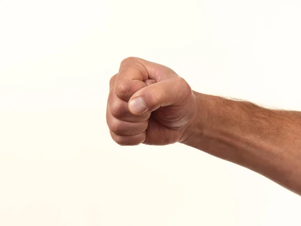 白い背景の男の手拳パンチ2021 — ストック写真