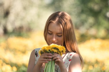 portrait of a girl with dandelions 4 clipart