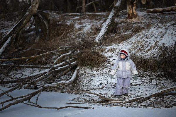 Humano en la montaña, invierno, nieve, caminar — Foto de Stock