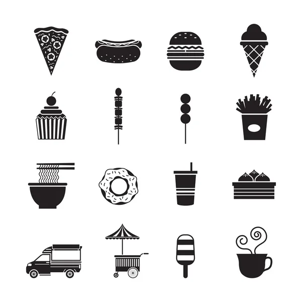 Ensemble d'icônes Mono Fast Food — Image vectorielle