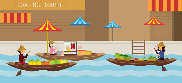 Floating Market, Boat, Travel