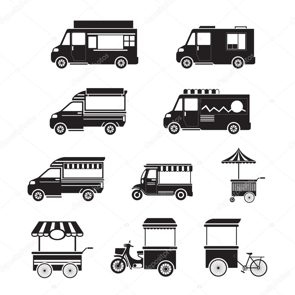 Food Vehicles, Truck, Van, Pushcart, Mono Set
