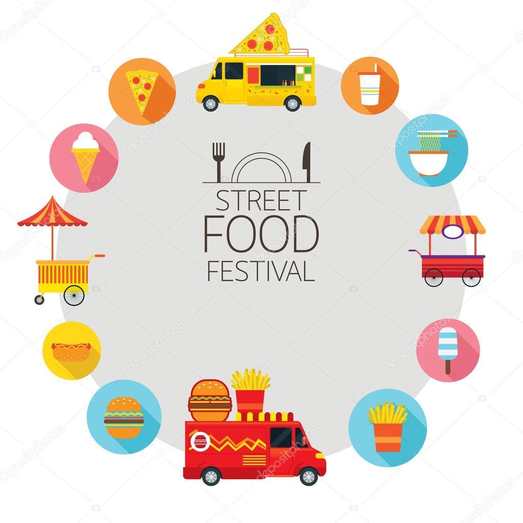 Food Truck, Street Food Icons Frame