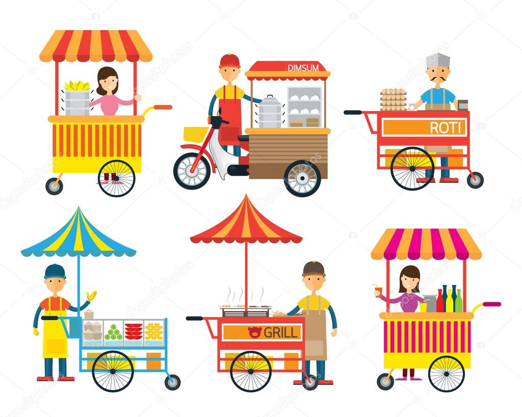 Street Food and Drink, Hawker, Seller Stock Vector Image by ©muchmania #101785482 Street Food and Drink, Hawker, Seller Stock Vector Image by ©muchmania #101785482