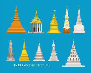 Tayland Budist pagodadan nesneleri kümesi