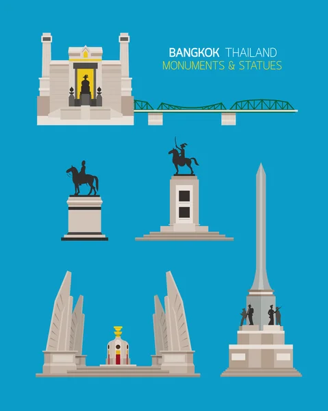 Thailand monument och statyer objekt Set — Stock vektor