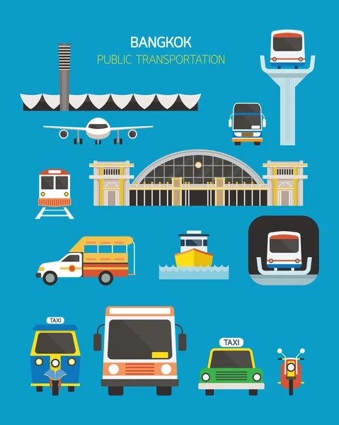 Tailândia conjunto de objetos de transporte —  Vetores de Stock