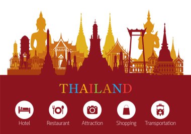 Thailand Landmark and Travel Icons clipart