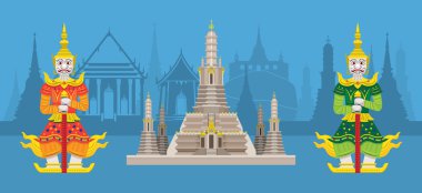 Tayland devleri ve Wat Arun of (tapınak Dawn)