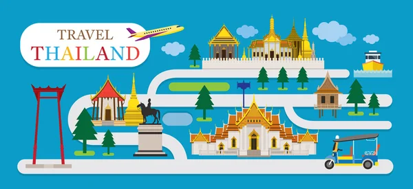 Ταξίδια Ταϊλάνδη επίπεδη σχεδίαση διάνυσμα — Διανυσματικό Αρχείο