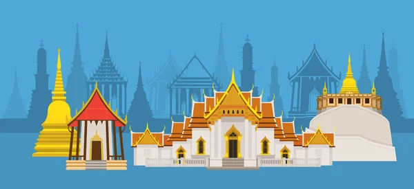 Thaïlande Temple ou Wat Landmark — Image vectorielle