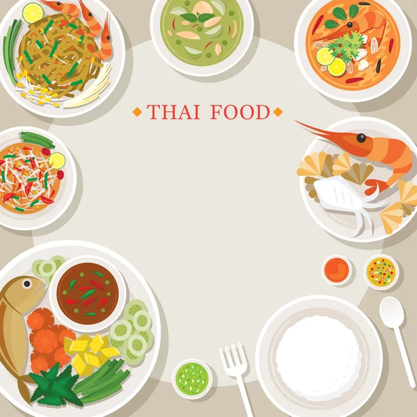 Cuisine thaï et Cuisine Frame — Image vectorielle