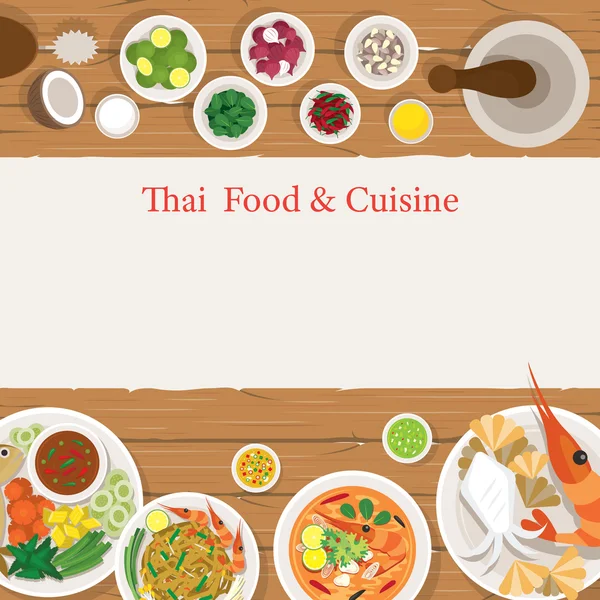 Marco tailandés de alimentos e ingredientes — Vector de stock