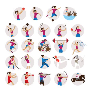 Spor sporcu, kadınlar Icons Set
