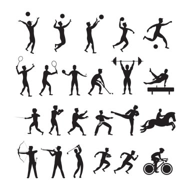 Spor sporcu, erkekler sembol siluet Set