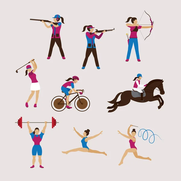 Sport atleten, vrouwen Set — Stockvector