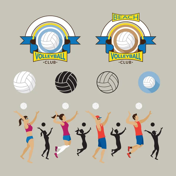 Jugador de voleibol y elementos gráficos — Archivo Imágenes Vectoriales