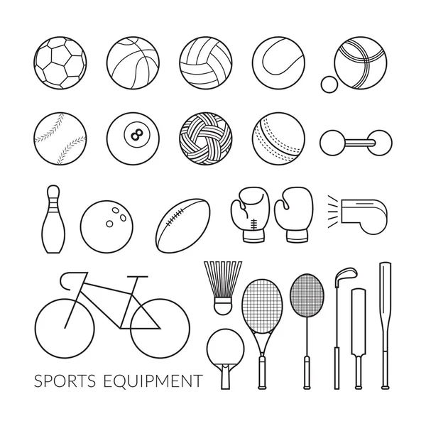 Equipamento Desportivo, Conjunto de Ícones de Linha — Vetor de Stock