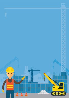 İşçi ve inşaat arka plan, çerçeve