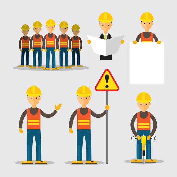 Conjunto de trabalhadores da construção civil — Vetor de Stock