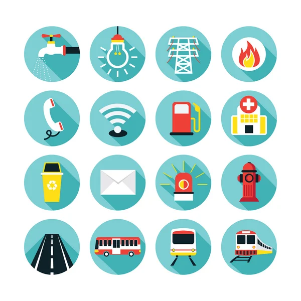 Public Utility Icons Flat Set, — Stock Vector