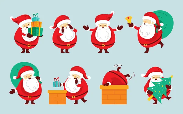 Santa Claus Characters Set Veselé Vánoce Šťastný Nový Rok — Stockový vektor