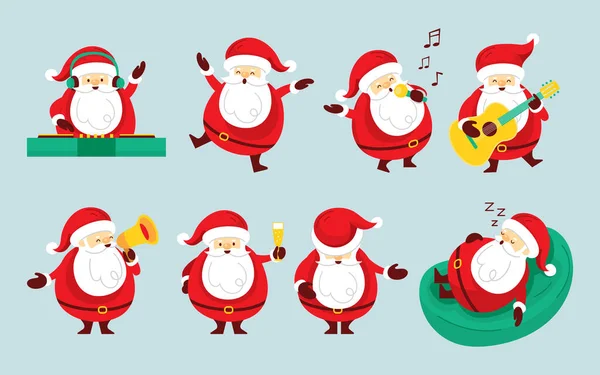 Set Personajes Papá Noel Concepto Fiesta Feliz Navidad Feliz Año — Vector de stock