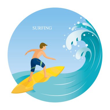 Büyük Dalgalar, Seyahat, Yaz Tatili ve Etkinlikleri ile Denizde Sörf Yapan Adam 