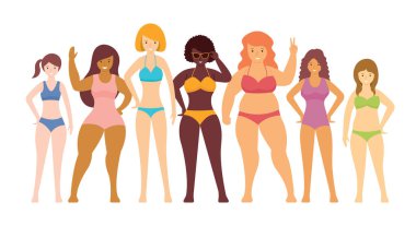 Çeşitli Vücut Şeklinde Mayo Giyen Kadın