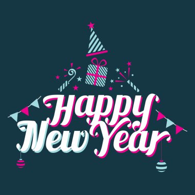 Mutlu yeni yıl metin ile parti kutsal kişilerin resmi