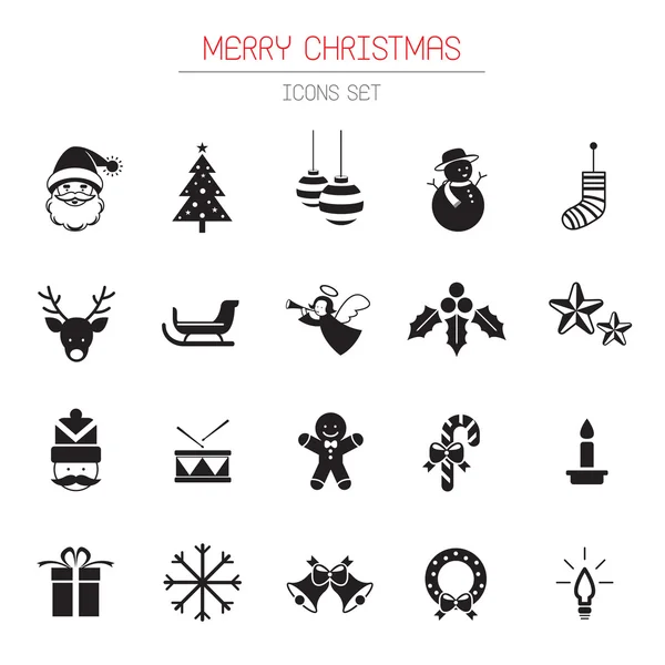 B&W ikony zestaw: Boże Narodzenie obiektów — Wektor stockowy