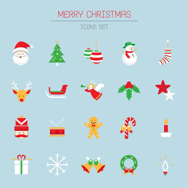 Set de iconos planos: Objetos de Navidad — Vector de stock