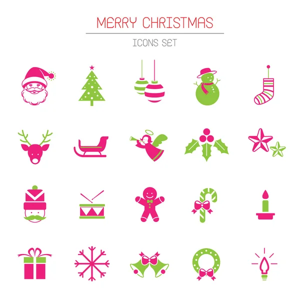 Set de iconos planos: Objetos de Navidad — Vector de stock