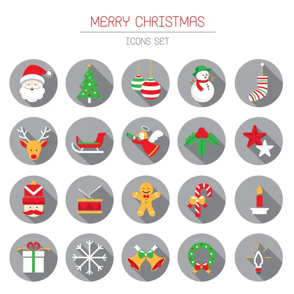 Flat Icons Set : Christmas Objects — Stock Vector