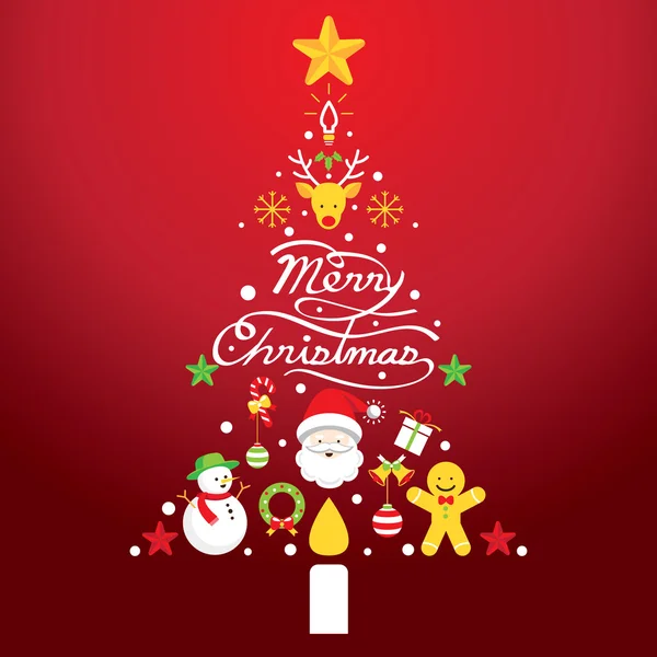 Vrolijke Kerstmis, pictogrammen in de vorm van de kerstboom — Stockvector