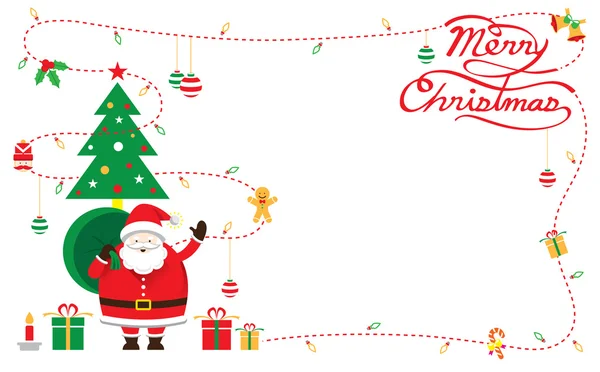 Santa, dekorera, gränsar & bakgrund — Stock vektor