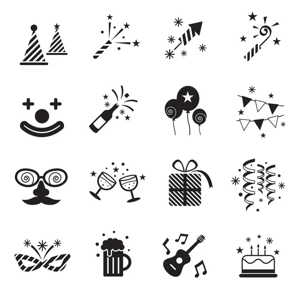 Conjunto de iconos de B & W: Objetos de fiesta — Archivo Imágenes Vectoriales