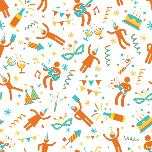 Seamless Pattern : People Party Symbols — Stock Vector